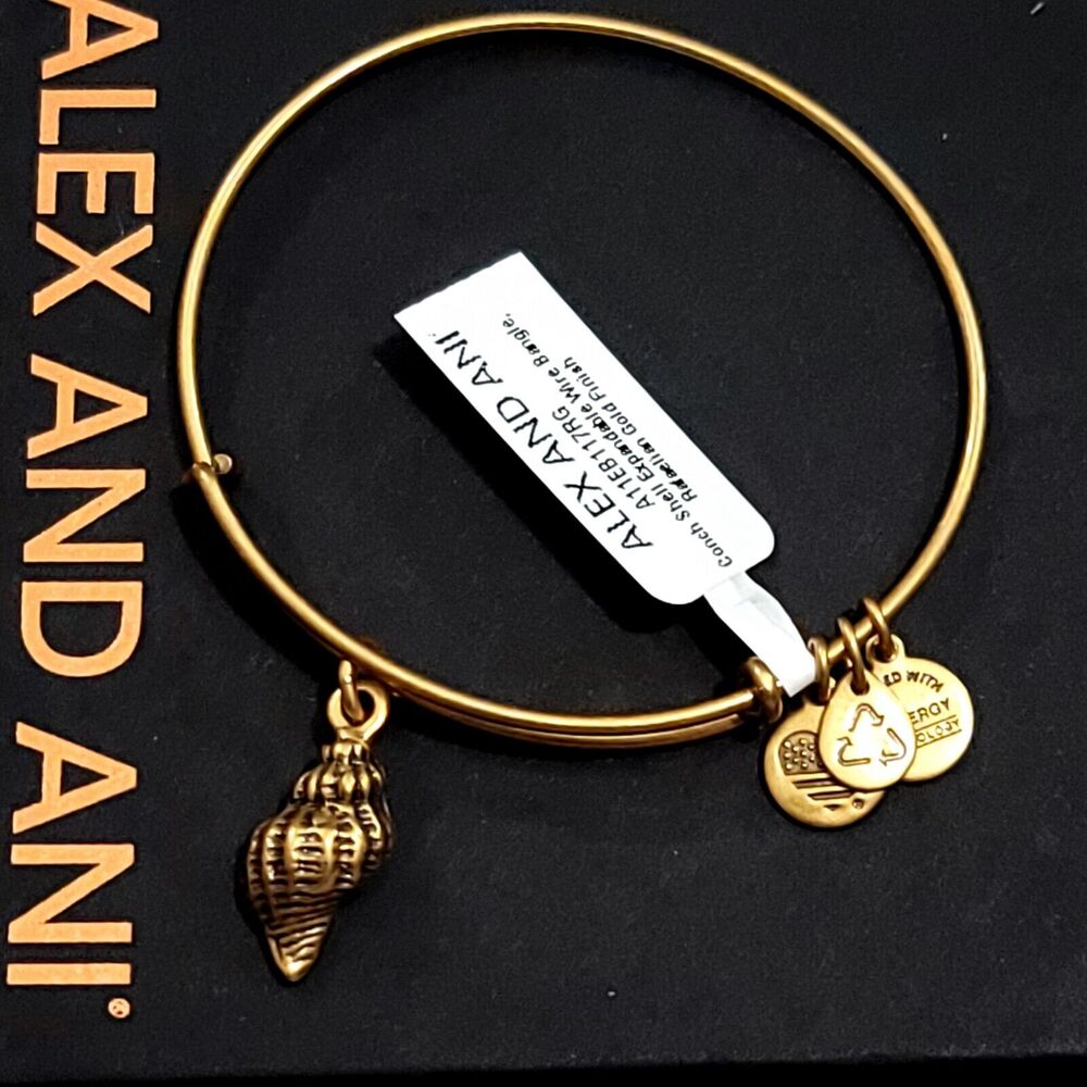 Alex And Ani Gold Conch Shell Charm Bangle